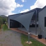 Grey shade over shed — Shade Sails in Edmonton, QLD